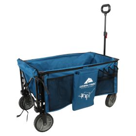 Quad Folding Camp Wagon with Tailgate (Color: Blue)