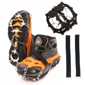 Factory supplied outdoor snow climbing tpe material 19 tooth stainless steel anti-skid shoe cover 19 tooth ice claw (Color: Red, size: XL)