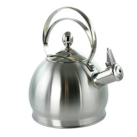 Camping Kitchen Office Use Stainless Steel Whistling Tea Kettle (Color: Silver C)