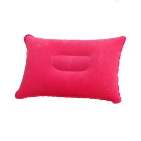 Portable Fold Inflatable Air Pillow Outdoor Travel Sleeping Camping PVC Neck Stretcher Backrest Plane Comfortable Pillow (Color: Pink)