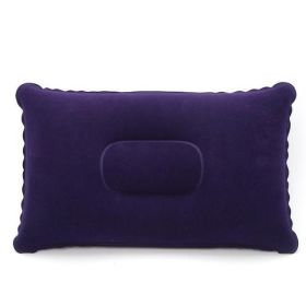 Portable Fold Inflatable Air Pillow Outdoor Travel Sleeping Camping PVC Neck Stretcher Backrest Plane Comfortable Pillow (Color: Deep Blue)