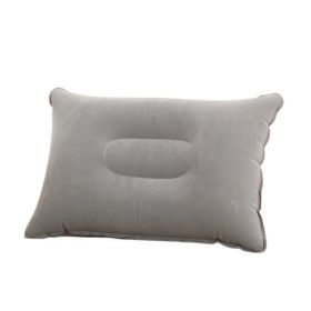 Portable Fold Inflatable Air Pillow Outdoor Travel Sleeping Camping PVC Neck Stretcher Backrest Plane Comfortable Pillow (Color: Grey)