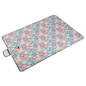 60" x 78" Waterproof Picnic Blanket Handy Mat with Strap Foldable Camping Rug (Color: Green Floral)
