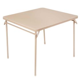 34" Square Folding Card Table with Vinyl Top, Antique Linen (Color: Black)